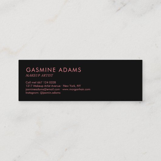 Modern Casual script voor zwart-wit en roze Mini Visitekaartje (Achterkant)