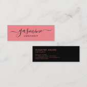 Modern Casual script voor zwart-wit en roze Mini Visitekaartje (Voorkant / Achterkant)