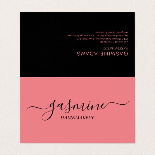 Modern Casual script voor zwart-wit en roze Visitekaartje (Buitenkant ongevouwen)
