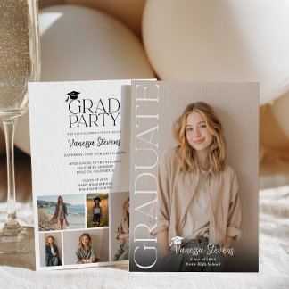 Modern Casual  Simple Trendy 6 photos graduation Kaart