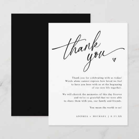 Modern Casual voetgangershandschrift Bedankkaart (Voorkant / Achterkant)