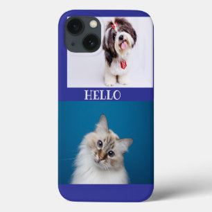 Modern Cat & Dog paarse chic monogrammed Terug Case-Mate iPhone Case