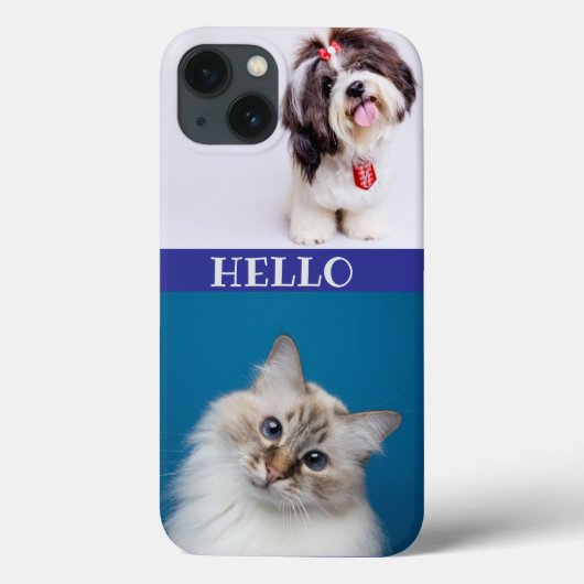 Modern Cat & Dog paarse chic monogrammed Terug Case-Mate iPhone Case (Achterkant)