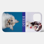 Modern Cat & Dog paarse chic monogrammed Terug Case-Mate iPhone Case (Achterkant (horizontaal))