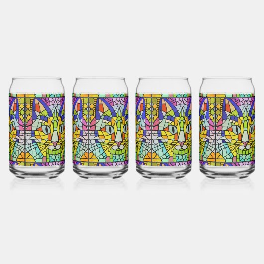 Modern Cat Glas in lood - Schattigee Katten mozaïe (Achterkant)