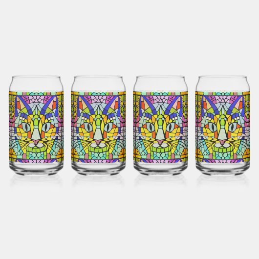 Modern Cat Glas in lood - Schattigee Katten mozaïe (Links)