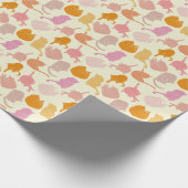 Modern Cat Pattern Roze Oranje Cadeaupapier (Hoek)