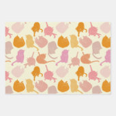 Modern Cat Pattern Roze Oranje Inpakpapier Vel (Voorkant 3)