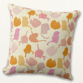 Modern Cat Pattern Roze Oranje Kussen