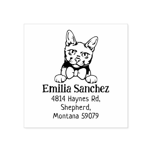 Modern Cat Return-adres Rubberstempel (Afrduk)