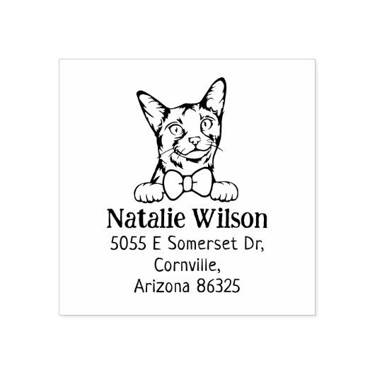 Modern Cat Return-adres Rubberstempel (Afrduk)