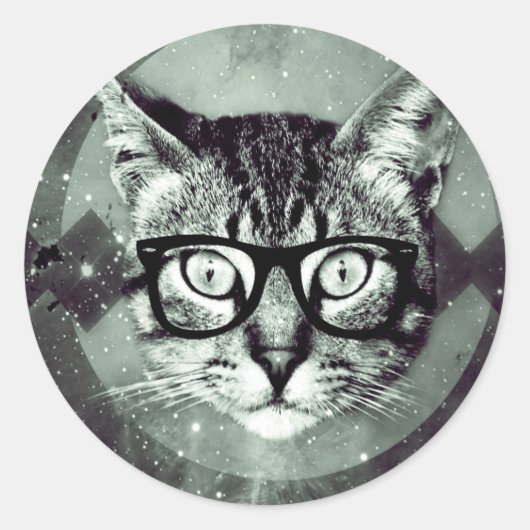 Modern Cat Ronde Sticker (Voorkant)