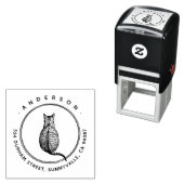 Modern Cat Round Family Retouradres Zelfinktende Stempel (In situ)