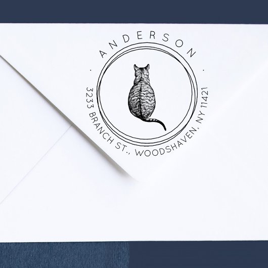 Modern Cat rustiek retouradres Rubberstempel