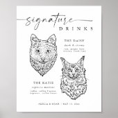 Modern Cat Signature Drinken Bruiloft Pet Bar Sign Poster (Voorkant)