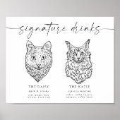 Modern Cat Signature Drinken Bruiloft Pet Bar Sign Poster (Voorkant)