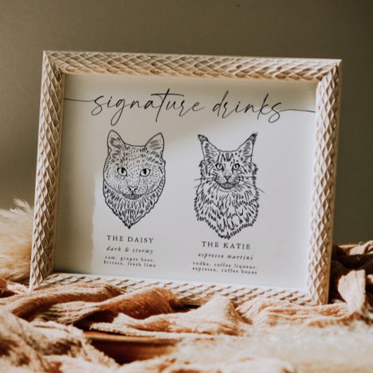 Modern Cat Signature Drinken Bruiloft Pet Bar Sign Poster