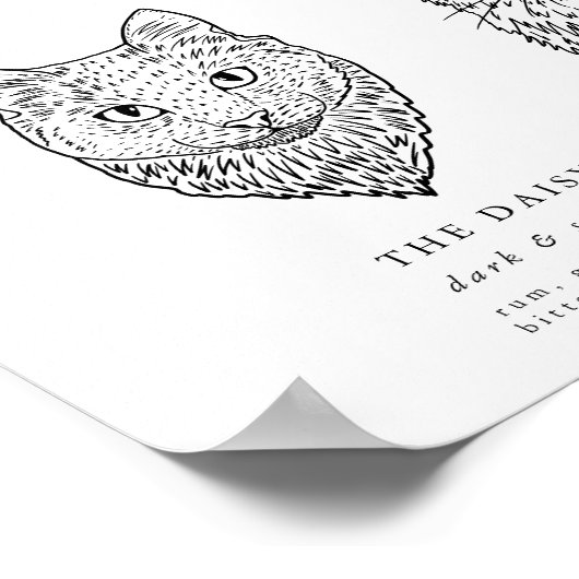 Modern Cat Signature Drinken Bruiloft Pet Bar Sign Poster (Hoek)