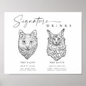 Modern Cat Signature Drinken Bruiloft Pet Bar Sign Poster (Voorkant)