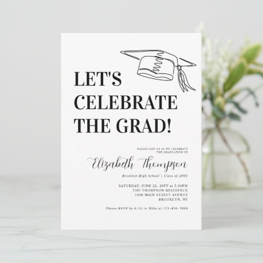 Modern Celebrate Afstuderen Eenvoudig Afstuderen Kaart (Staand voorkant)