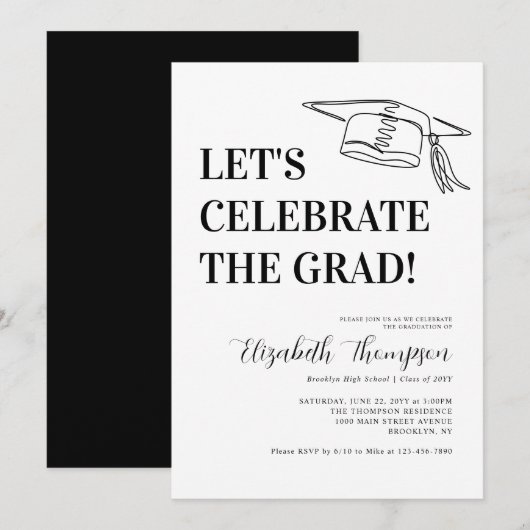 Modern Celebrate Afstuderen Eenvoudig Afstuderen Kaart (Voorkant / Achterkant)