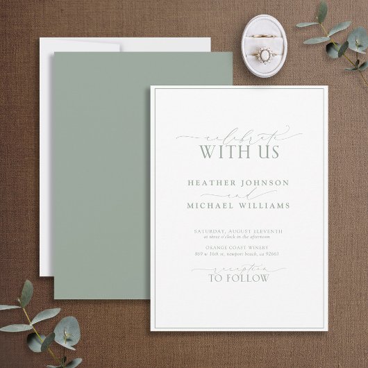 Modern Celebrate met ons Sage Green Wedding Kaart