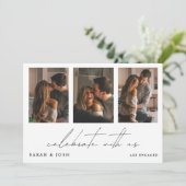 Modern Celebrate With Us 4 Photo Engagement Party Kaart (Staand voorkant)
