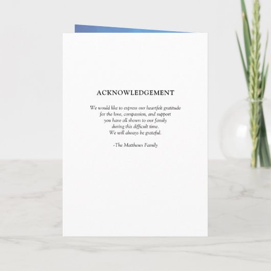 Modern Celebration Life Funeral Blue Sky-programma Programma (Achterkant)