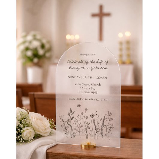 Modern Celebration of Life Arch Acrylic Invitation Acryl Uitnodigingen