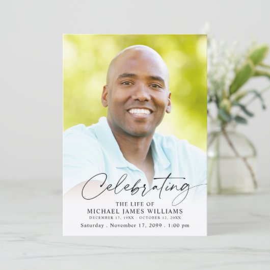 Modern Celebration of Life Funeral Memorial Photo Kaart (Staand voorkant)