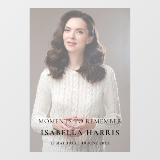 Modern Celebration of Life Large Photo Cling Raamsticker (Vel)