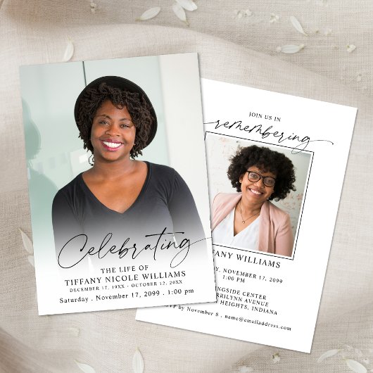 Modern Celebration of Life Memorial Funeral Photo Kaart