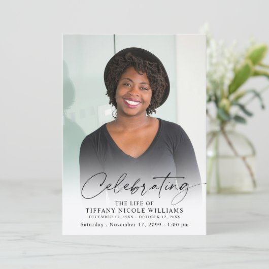 Modern Celebration of Life Memorial Funeral Photo Kaart (Staand voorkant)