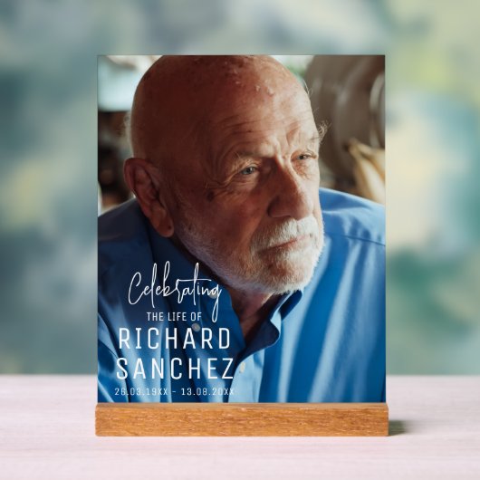Modern Celebration Of Life Photo Funeral Memorial  Acryl Bord (Neutraal)