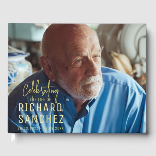 Modern Celebration Of Life Photo Funeral Memorial Gastenboek (Voorkant)