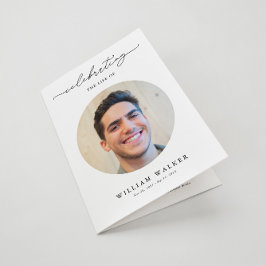 Modern Celebration Of Life Photo Funeral Program Kaart