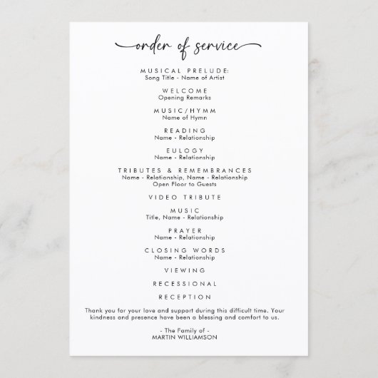 Modern Celebration of Life Photo Funeral Programmakaart (Achterkant)