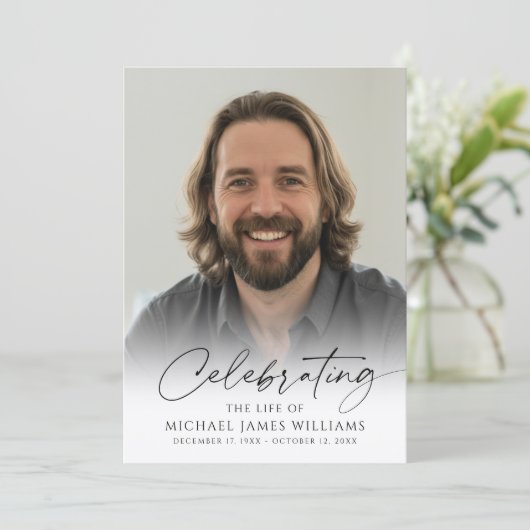 Modern Celebration of Life Photo Memorial Funeral Programmakaart (Staand voorkant)