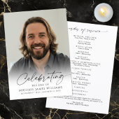 Modern Celebration of Life Photo Memorial Funeral Programmakaart