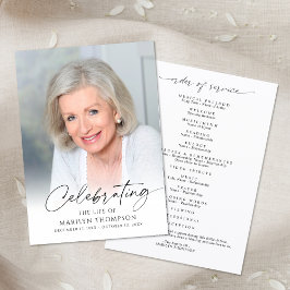 Modern Celebration of Life Photo Memorial Funeral Programmakaart