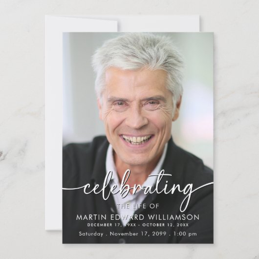 Modern Celebration of Life Photo Memorial Kaart (Voorkant)