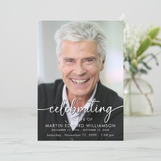 Modern Celebration of Life Photo Memorial Kaart (Staand voorkant)