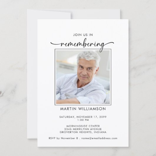 Modern Celebration of Life Photo Memorial Kaart (Achterkant)