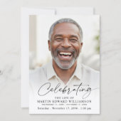 Modern Celebration of Life Photo White Memorial Kaart (Voorkant)