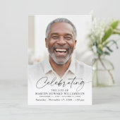 Modern Celebration of Life Photo White Memorial Kaart (Staand voorkant)