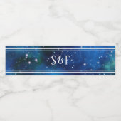 Modern Celestiaal Ruimte Sterrenstelsel Monogram Waterfles Etiket (Enkel label)