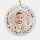 Modern Celestial Baby’s 1st Christmas Elegant Keramisch Ornament (Voorkant)