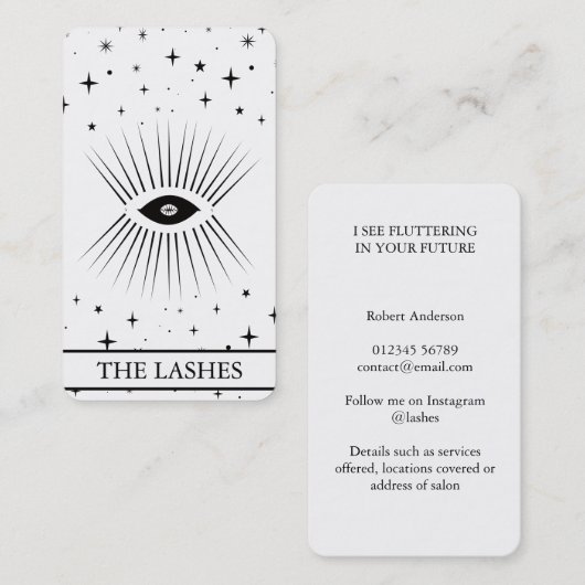 Modern Celestial Eye Tarot Lashes Black  Visitekaartje (Voorkant / Achterkant)