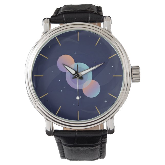 Modern Celestial Galaxy Art Wrist Watch Horloge (Voorkant)