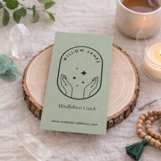 Modern Celestial Mindfulness Life Coach Sage Green Visitekaartje